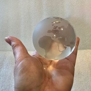 Blown Glass Globe Paperweight Etched World Map Desk Ornament Lillian Vernon